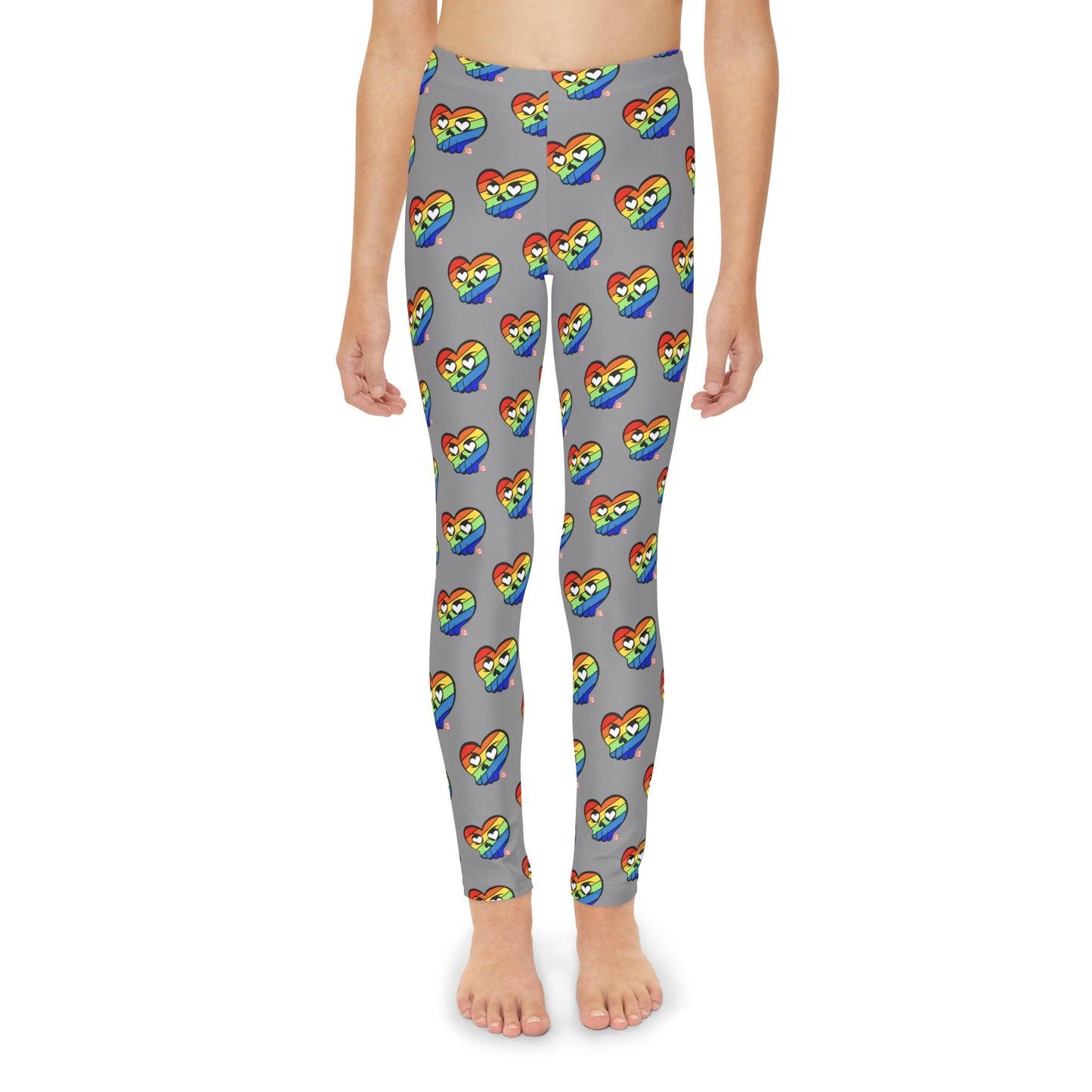 “Rainbow HeartSkulls™️” Youth Full-Length Leggings