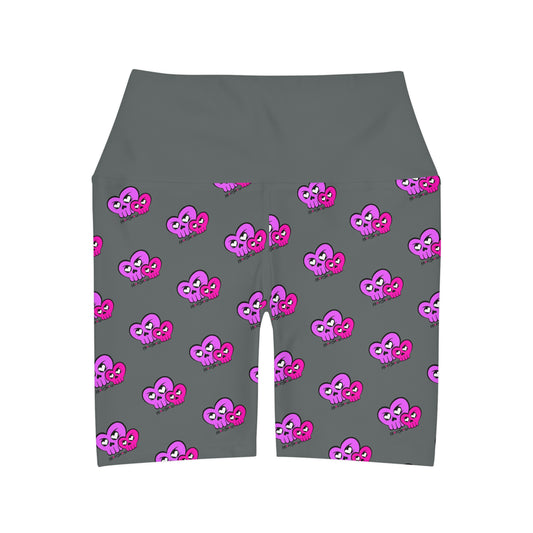 “HeartSkulls™️ Besties” High Waisted Yoga Shorts