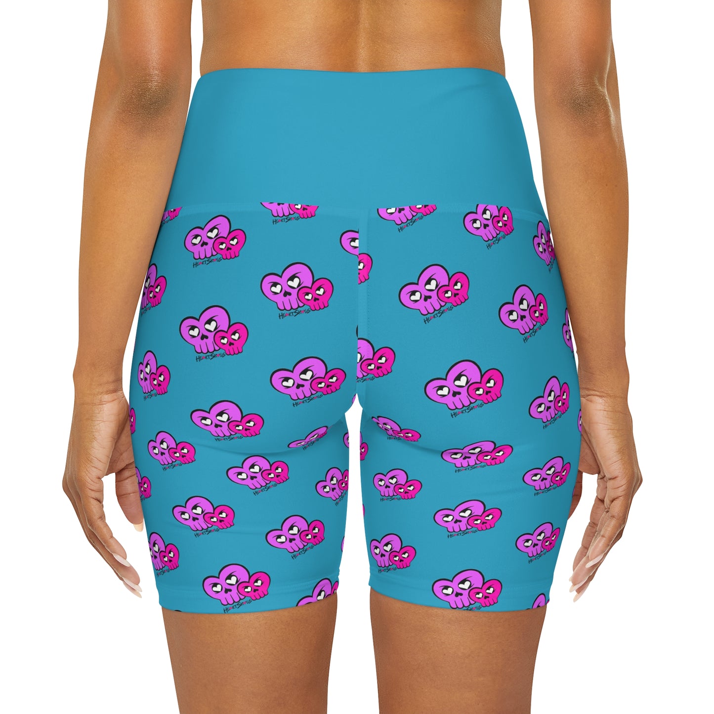 “HeartSkulls™️ Besties” High Waisted Yoga Shorts