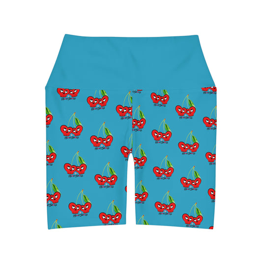 “HeartSkulls™️ Cherries” High Waisted Yoga Shorts