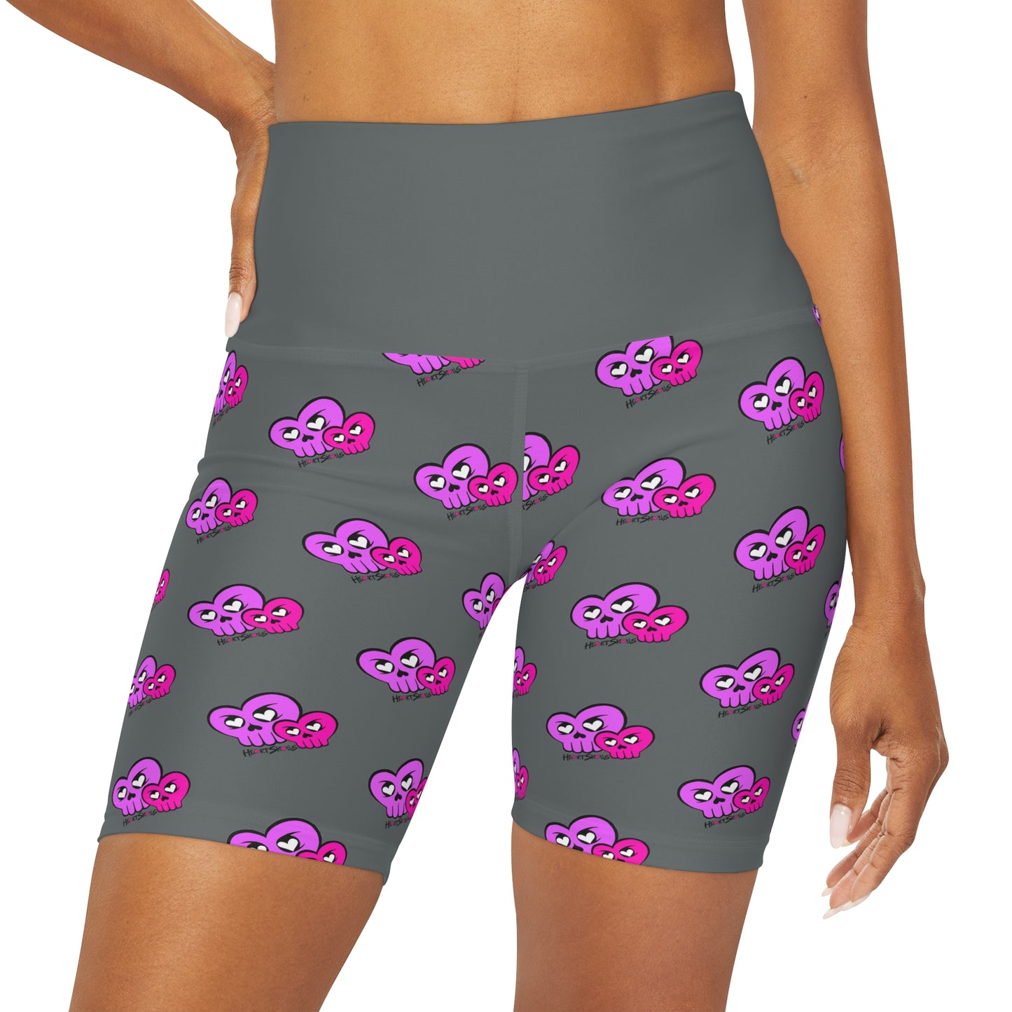 “HeartSkulls™️ Besties” High Waisted Yoga Shorts