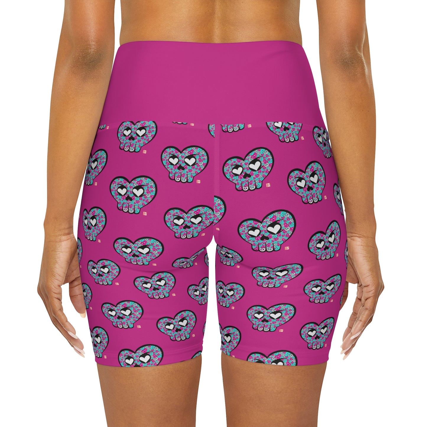 “HeartSkulls™️ #3” High Waisted Yoga Shorts