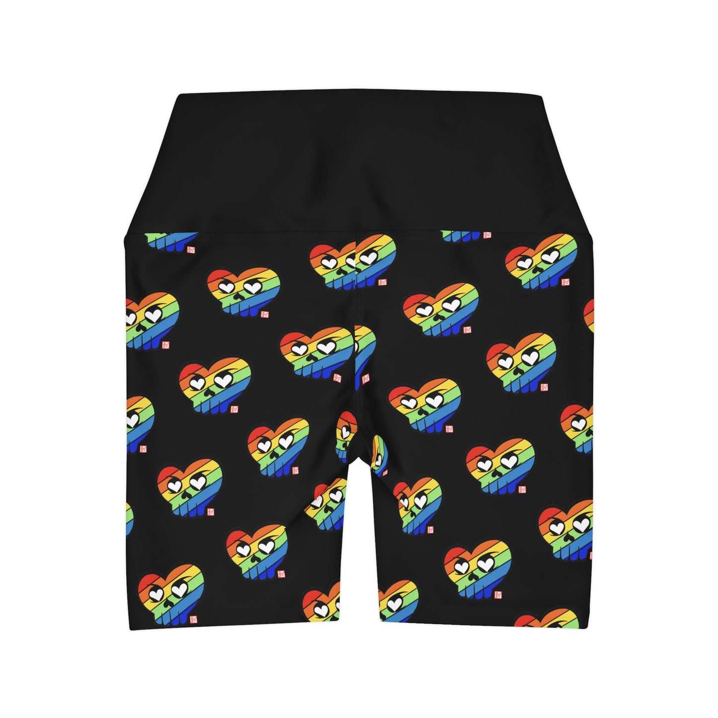 “Rainbow HeartSkulls™️” High Waisted Yoga Shorts