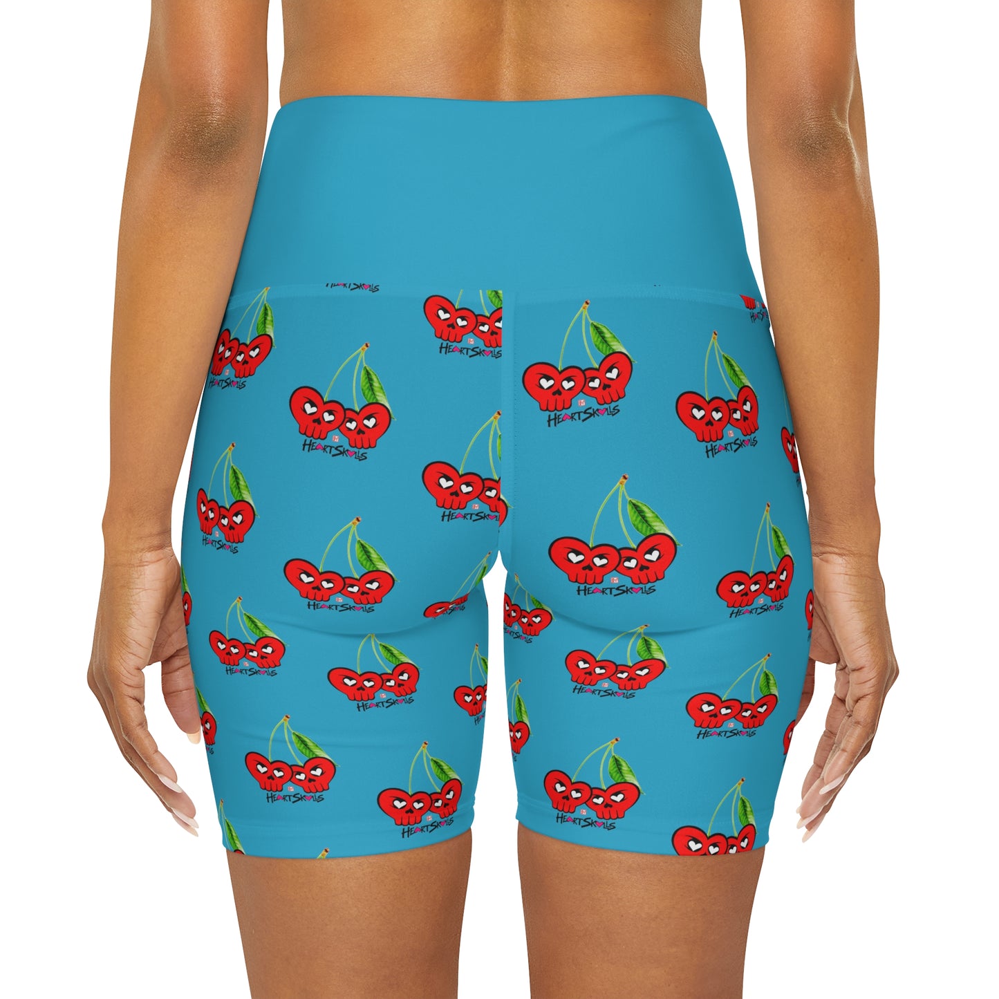 “HeartSkulls™️ Cherries” High Waisted Yoga Shorts