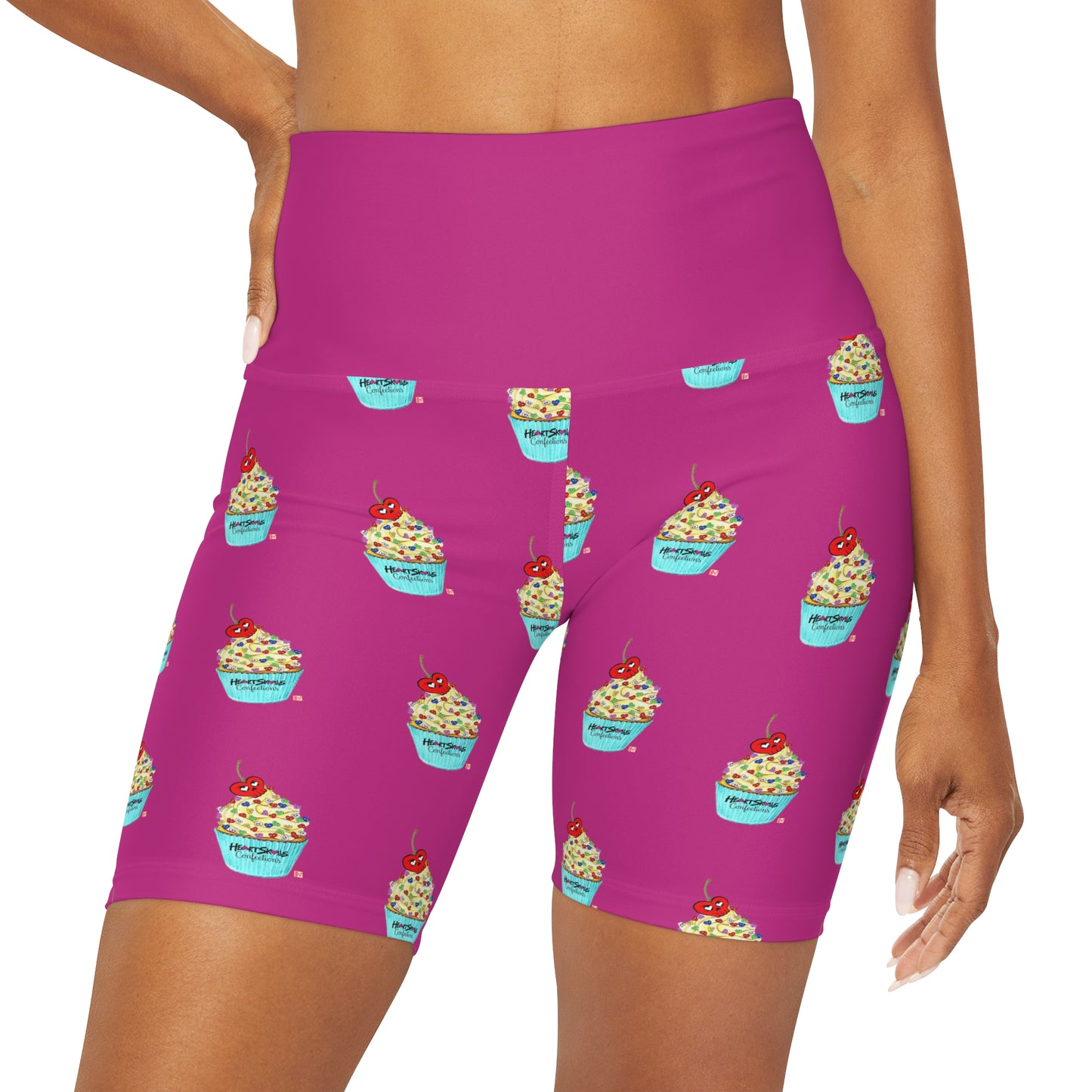 “HeartSkulls™️ Cupcake” High Waisted Yoga Shorts