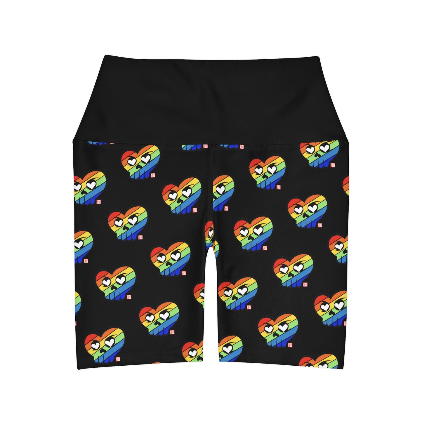 “Rainbow HeartSkulls™️” High Waisted Yoga Shorts