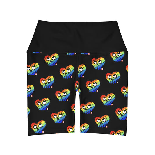 “Rainbow HeartSkulls™️” High Waisted Yoga Shorts