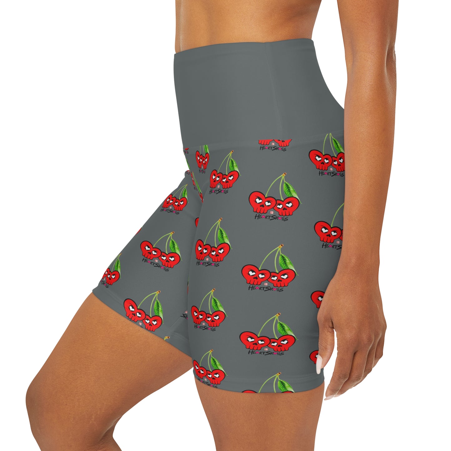 “HeartSkulls™️ Cherries” High Waisted Yoga Shorts