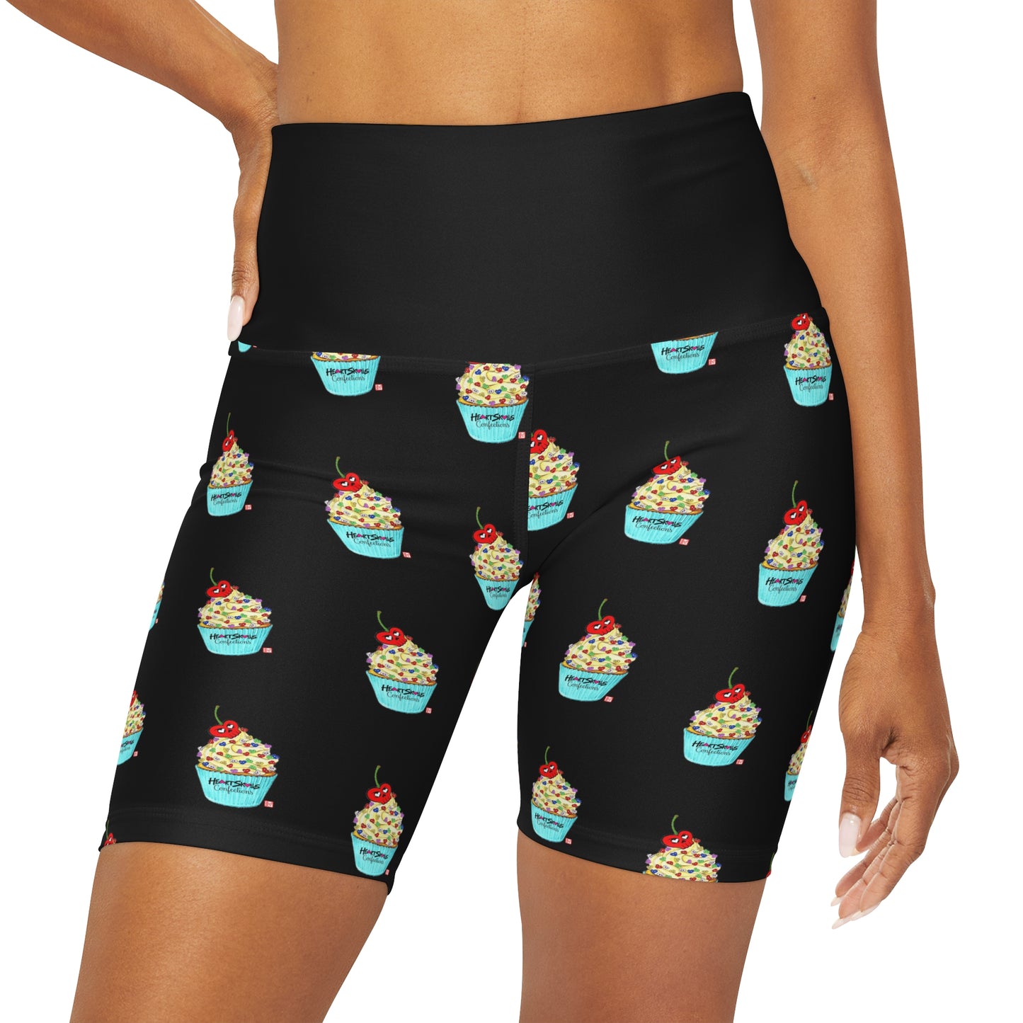 “HeartSkulls™️ Cupcake” High Waisted Yoga Shorts