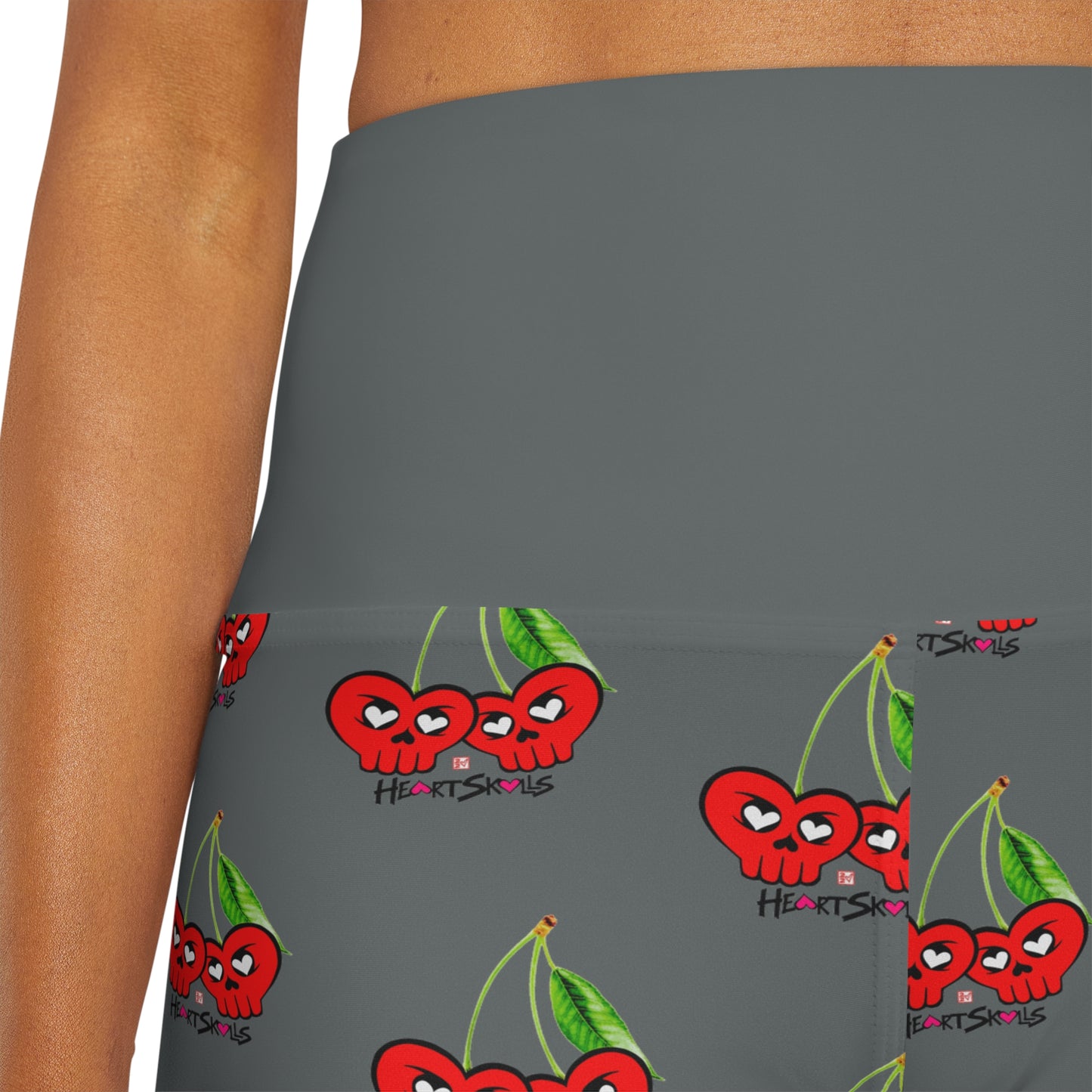 “HeartSkulls™️ Cherries” High Waisted Yoga Shorts