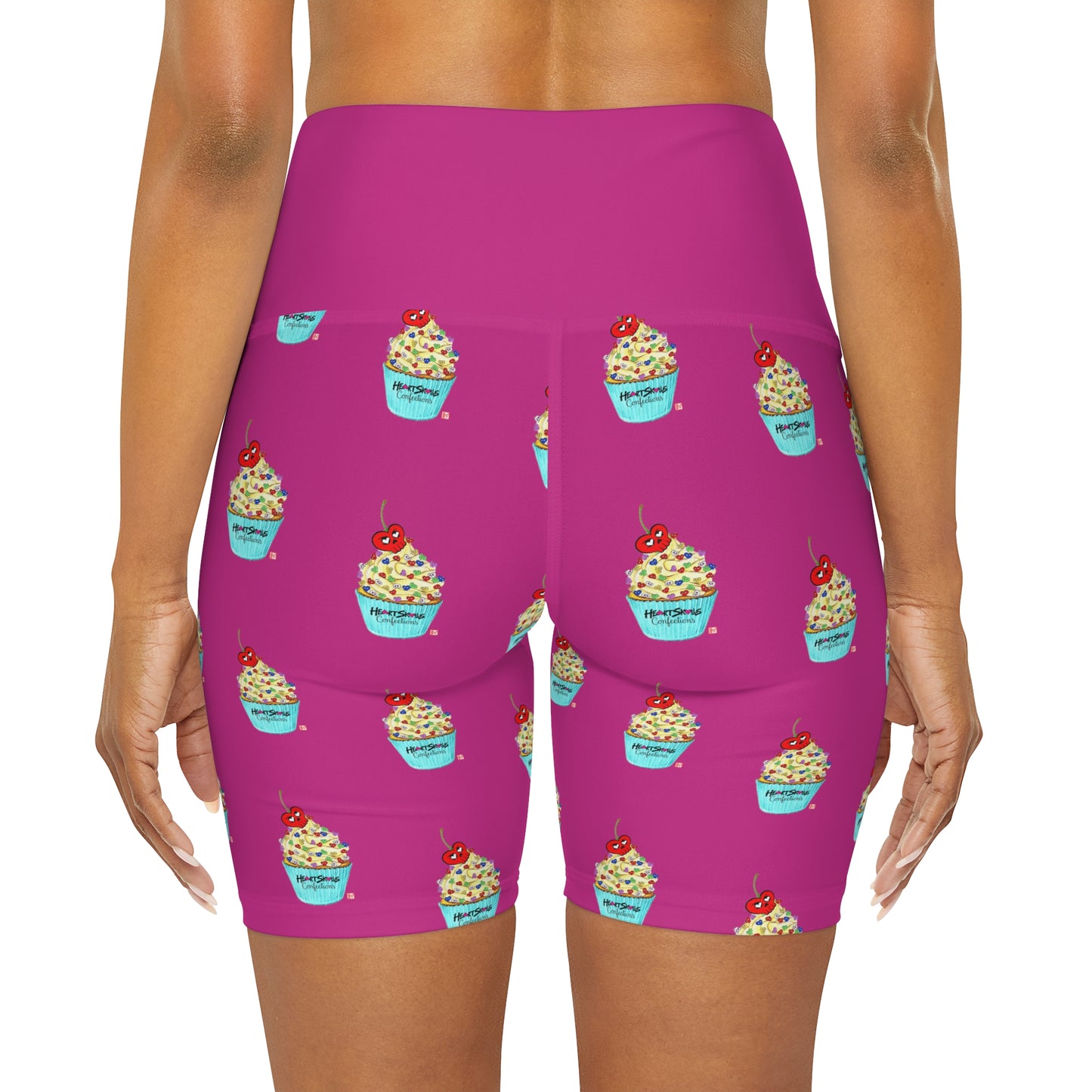 “HeartSkulls™️ Cupcake” High Waisted Yoga Shorts