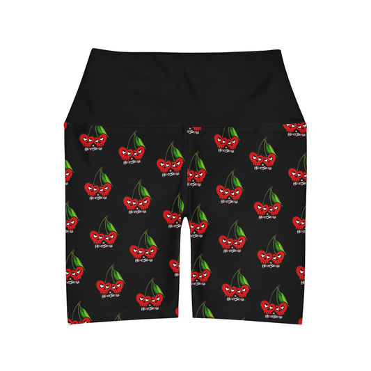 “HeartSkulls™️ Cherries” High Waisted Yoga Shorts