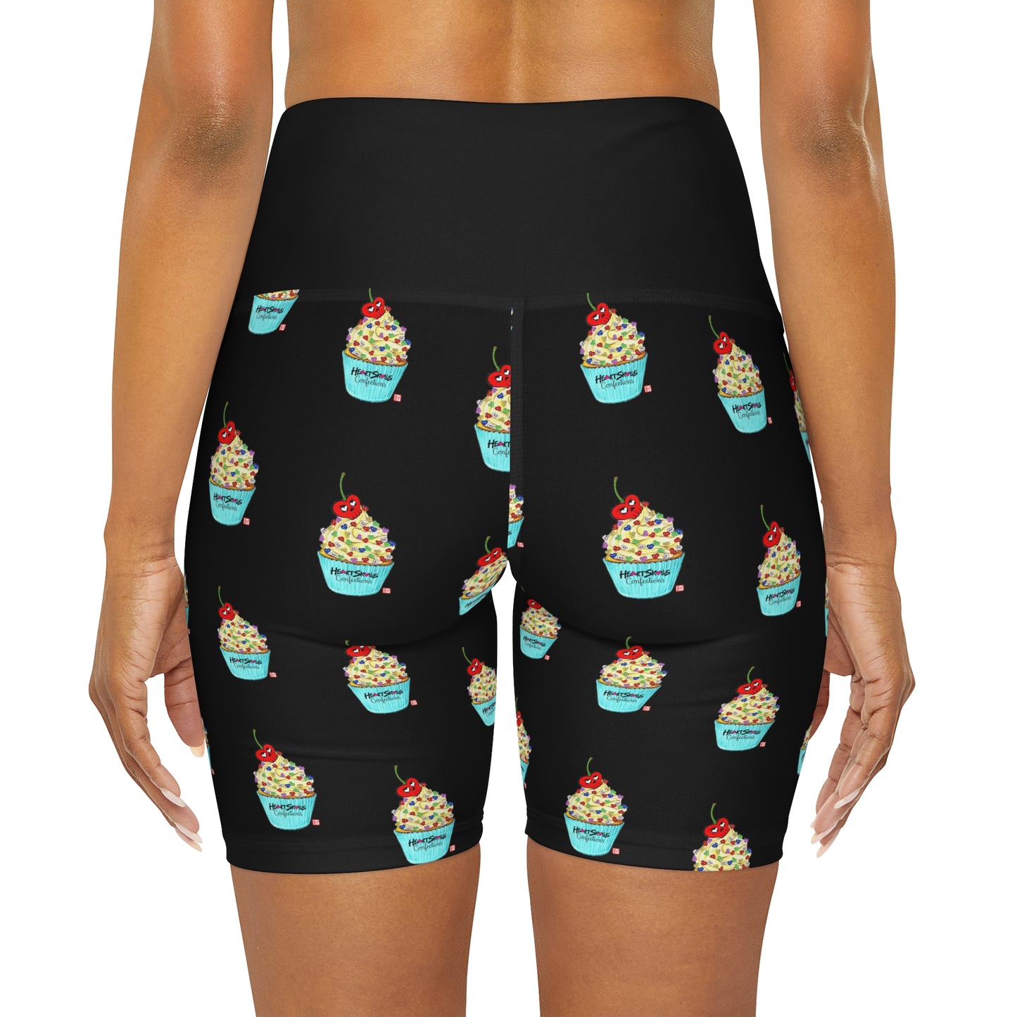 “HeartSkulls™️ Cupcake” High Waisted Yoga Shorts