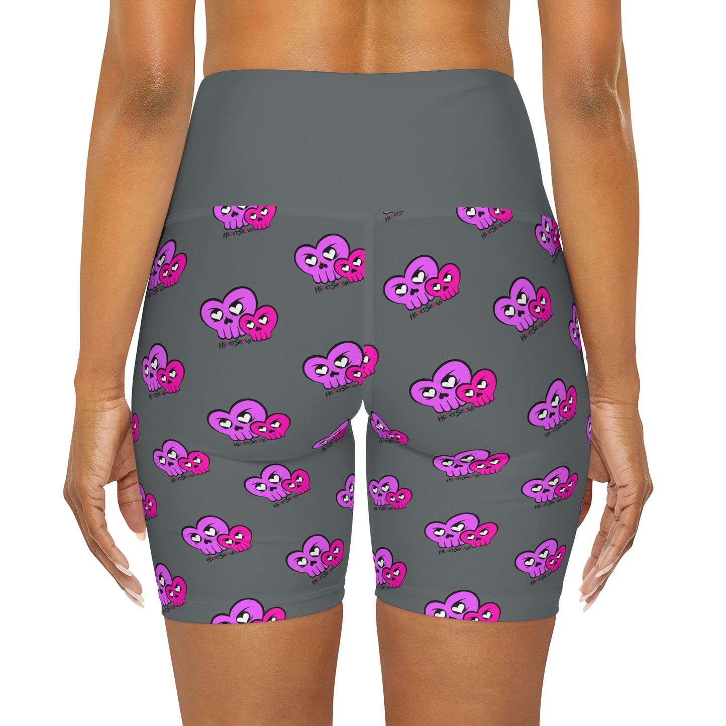 “HeartSkulls™️ Besties” High Waisted Yoga Shorts