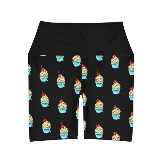 “HeartSkulls™️ Cupcake” High Waisted Yoga Shorts