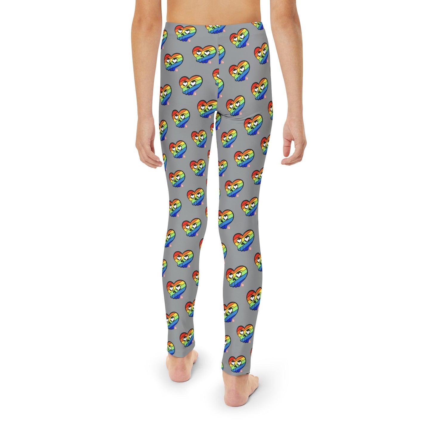 “Rainbow HeartSkulls™️” Youth Full-Length Leggings