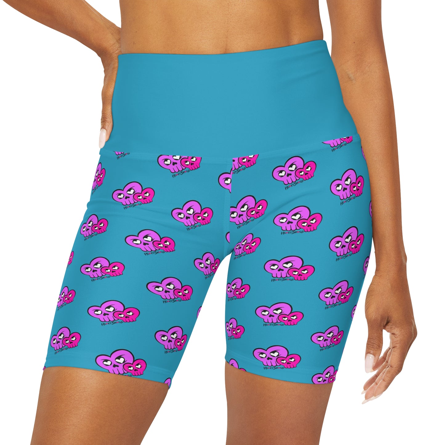 “HeartSkulls™️ Besties” High Waisted Yoga Shorts